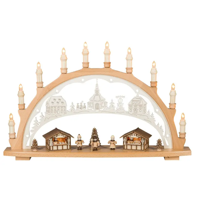 LED Schwibbogen "Weihnachtsmarkt in Seiffen", 66 cm