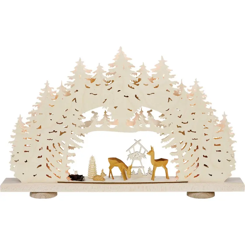 LED Schwibbogen "Wildfütterung", natur, 52 cm