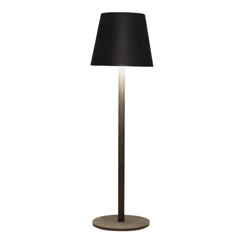 LED-Tischlampe aus Metall mit warmweißem Licht, dimmbarer Touch-Funktion, Indoor- & Outdoor-Eignung und mattschwarzem Finish | Wurm