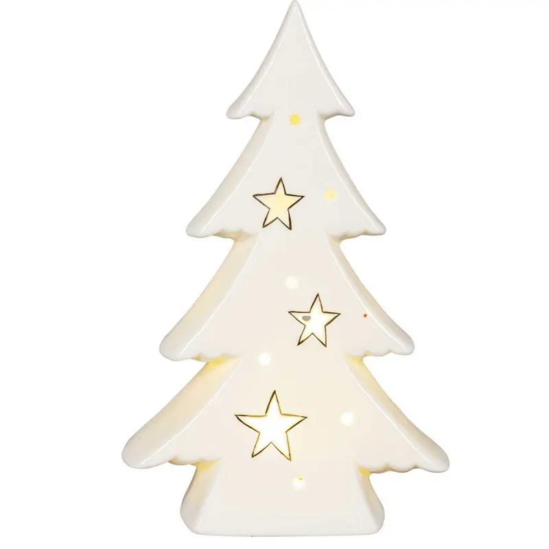 LED Weihnachtsbaum aus Porzellan, weiß, 21 cm