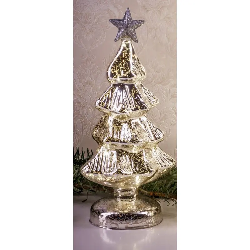 LED Weihnachtsdeko aus Mercury Glas "Weihnachtsbaum" 26 cm