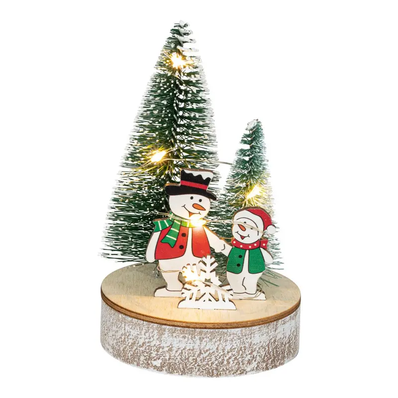 LED Weihnachtsdekoration "Schneemann mit Kind" 12 cm