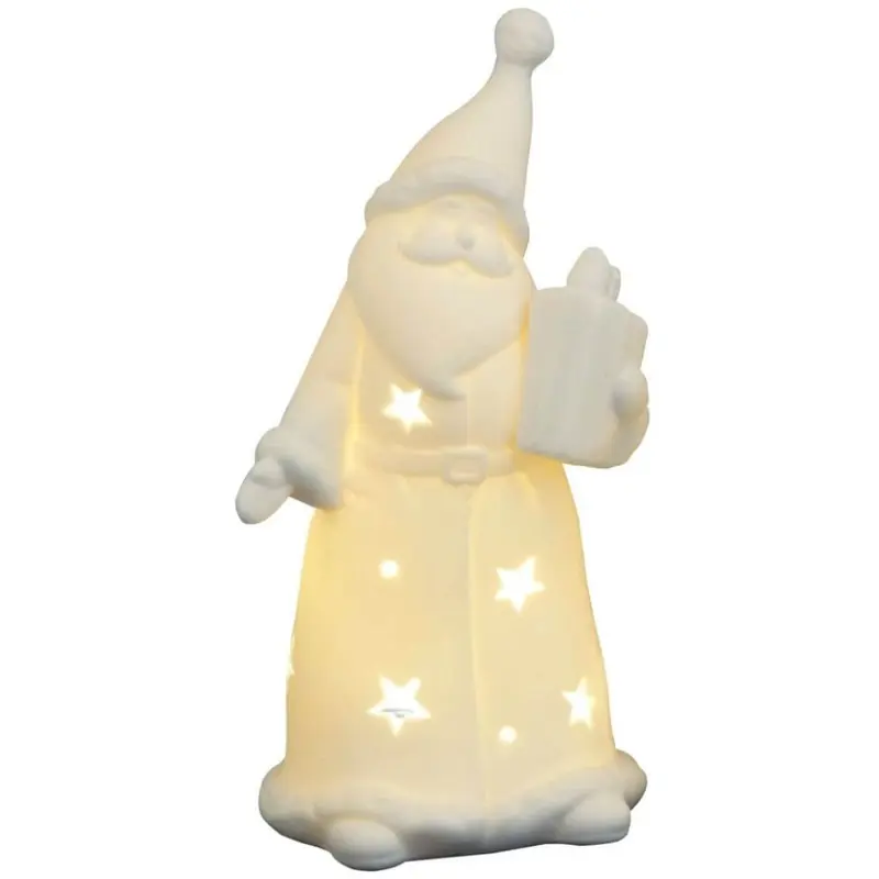 LED Weihnachtsmann "Geschenk", weiß, 15 cm