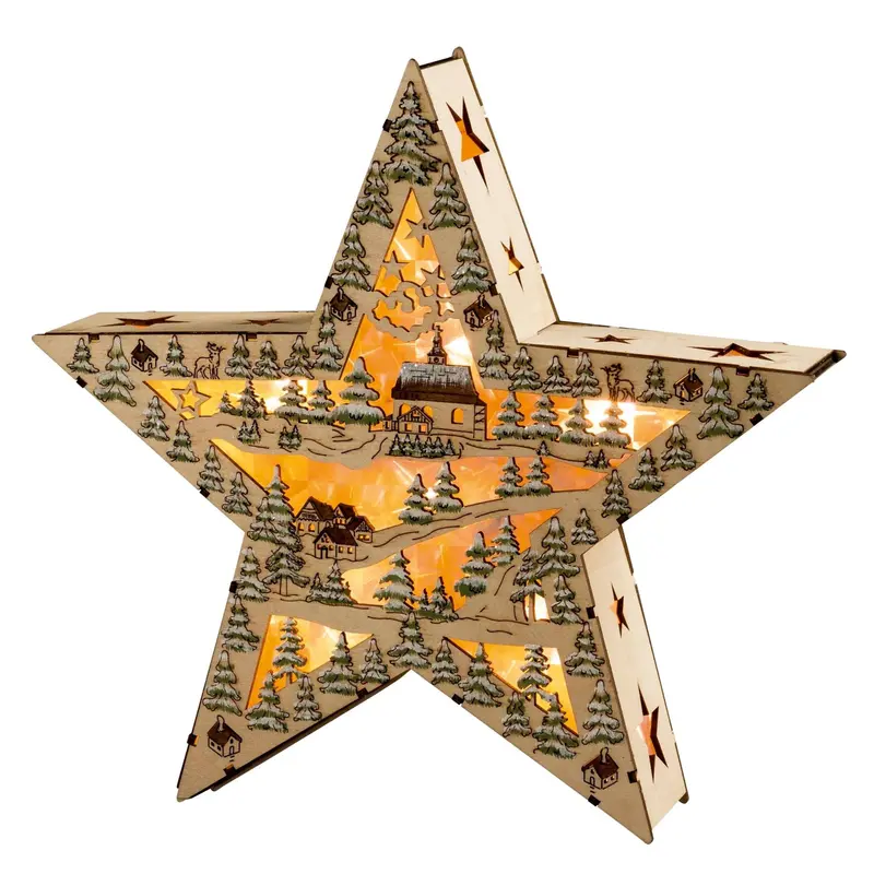 LED Weihnachtsstern im Country Style, 28 cm