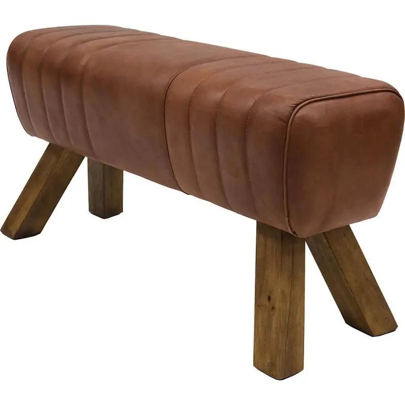 Lederbock Wilma mit Steppnähten - Braun