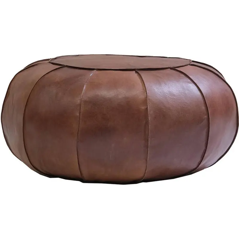 Lederpouf Alfredo rund - Antikbraun