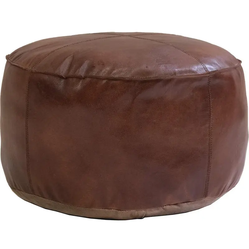 Lederpouf Markus rund - Braun