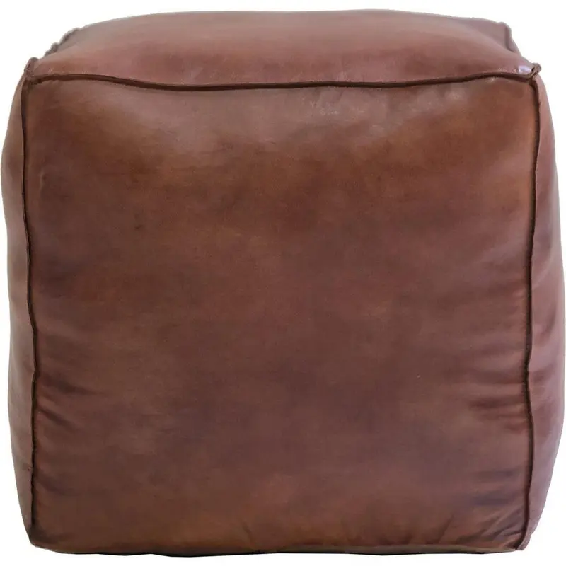 Lederpouf Tazi quadratisch - Braun