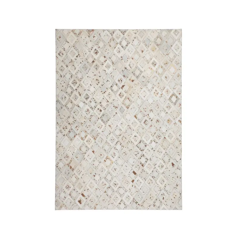 Lederteppich – Echtes Leder, Chrom Applikationen, Geometrisches Muster, 80 x 150 cm - Spark 110 | Kayoom
