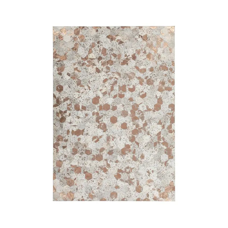 Lederteppich – Echtes Leder, Chrom Applikationen, Wabenmuster Design, 80 x 150 cm - Spark 210 | Kayoom