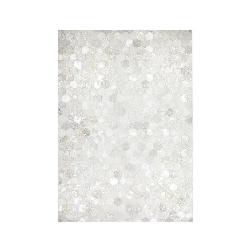 Lederteppich – Echtes Leder, Silberne Applikationen, Wabenmuster Design, 80 x 150 cm - Spark 210 | Kayoom