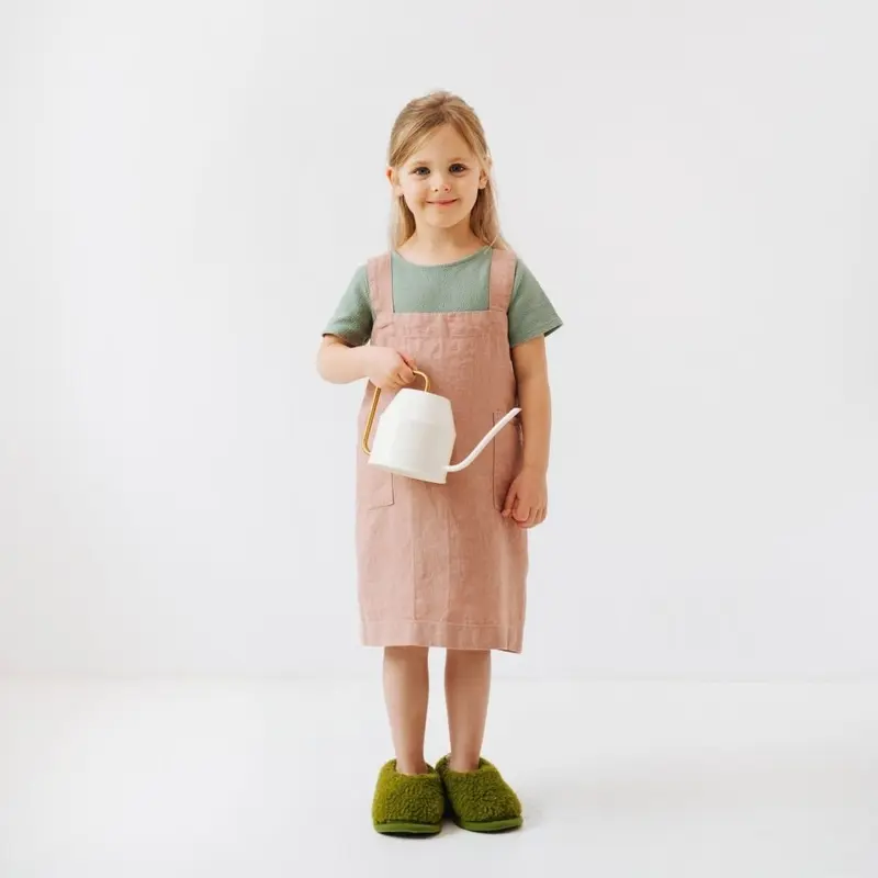 Leinenschürze für Kinder PINAFORE – Cafe Crème