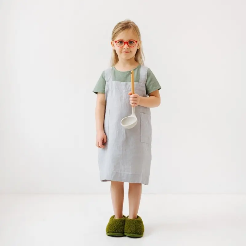 Leinenschürze für Kinder PINAFORE – Hellgrau