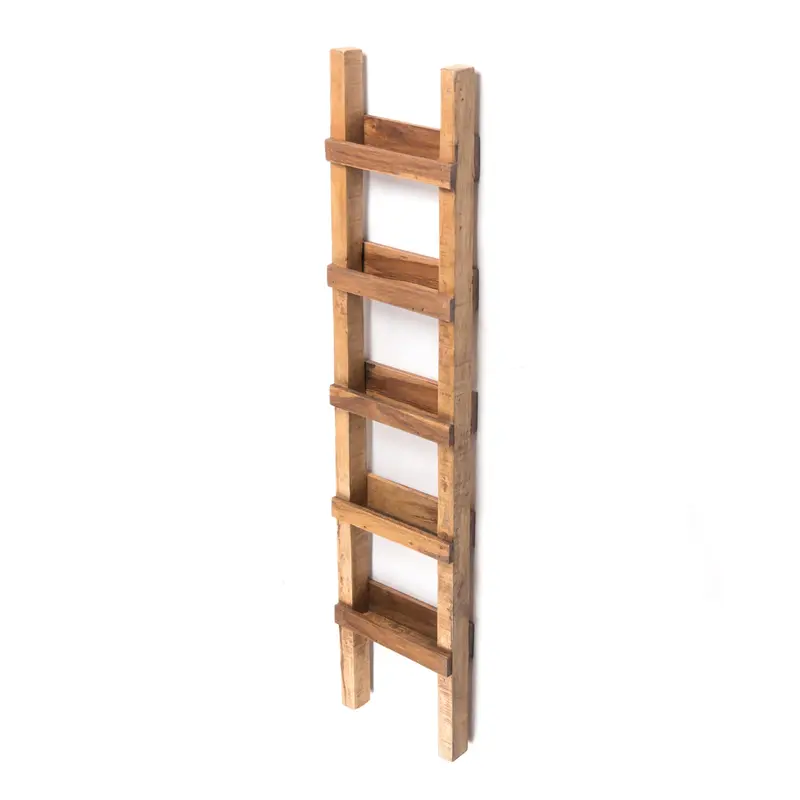 LEITERREGAL "STEP 170" | Mahagoni Holz, 170x35 cm | Pflanzenleiter