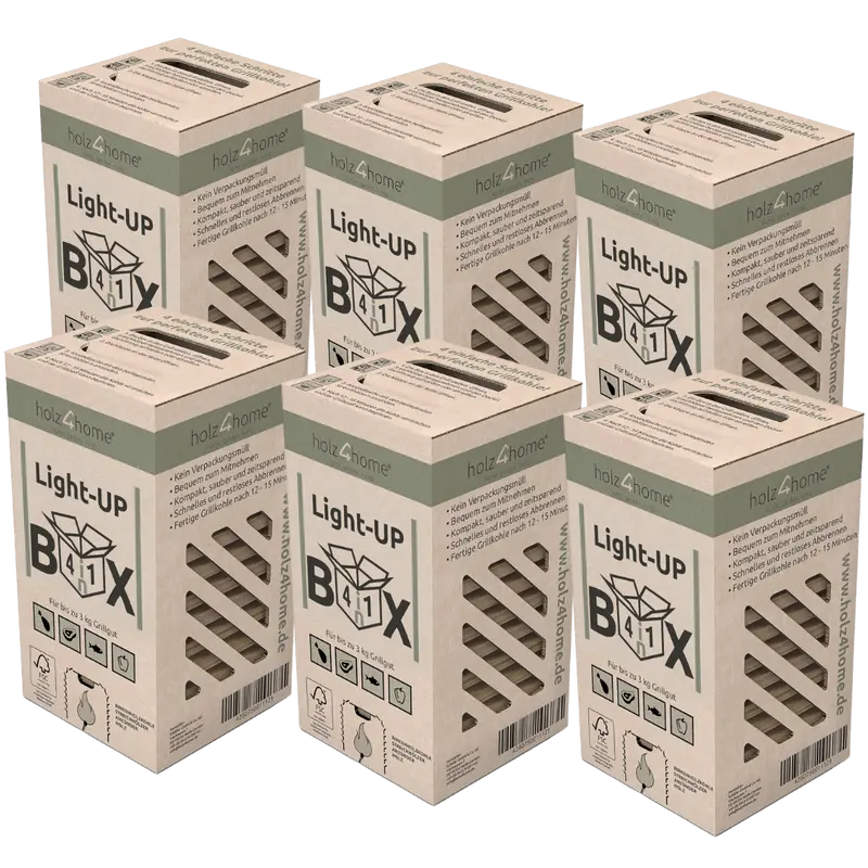 Light-UP-Box 4in1 Grillbox Holzkohle Komplettset 6x