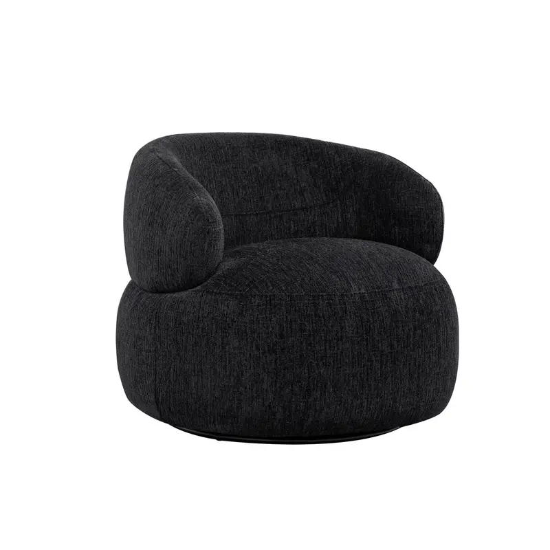 Loungesessel Max drehbar aus Chenille - Schwarz