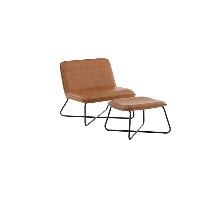 Loungesessel X-Lounge mit Fußhocker aus Kunstleder - Braun