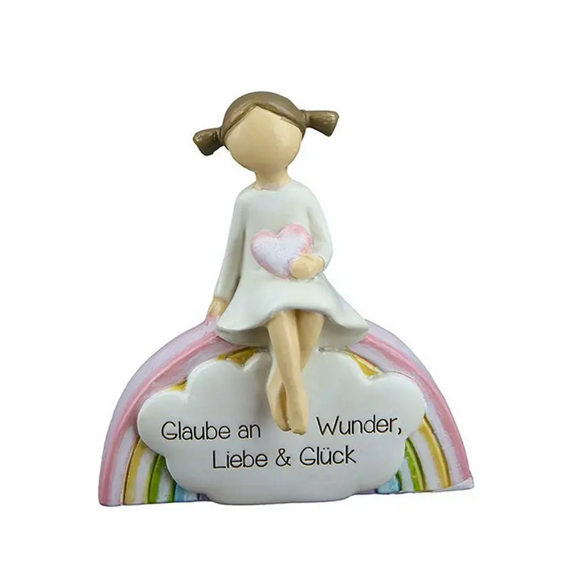 Mädchen Figur auf Regenbogen "Glaube an Wunder" 7,5cm