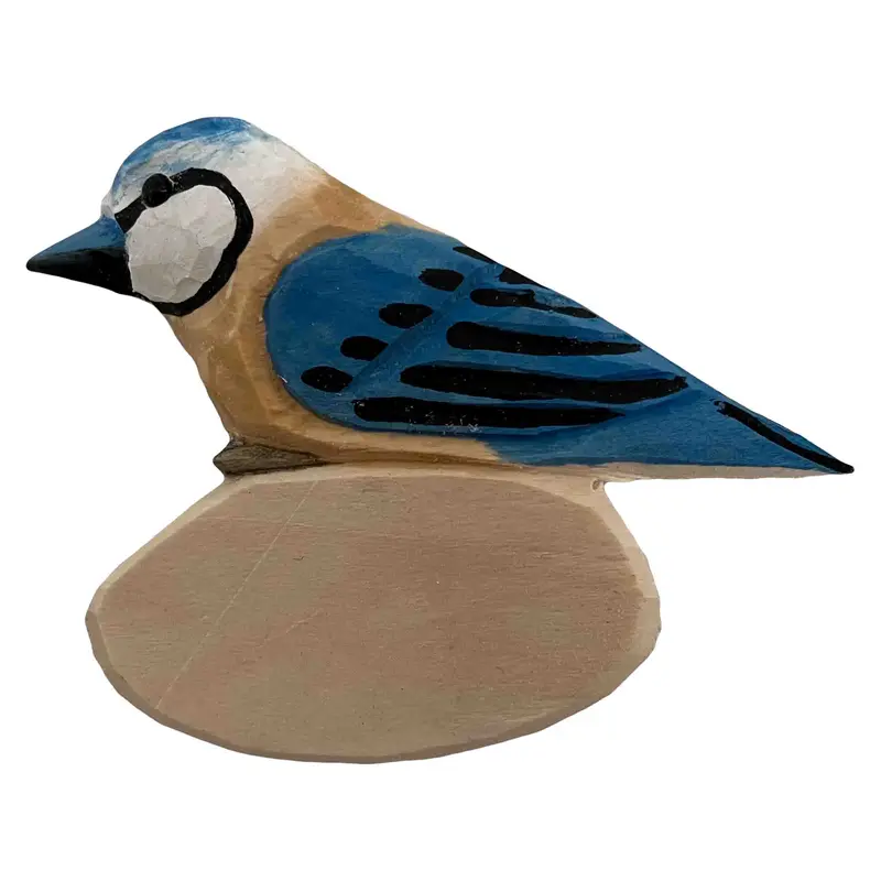 Magnet Blaumeise aus Holz mit Gravurfeld