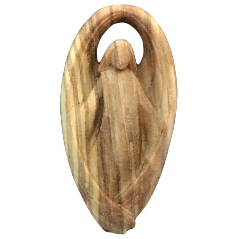 Magnet Schutzengel mit Schein aus Olivenholz geschnitzt