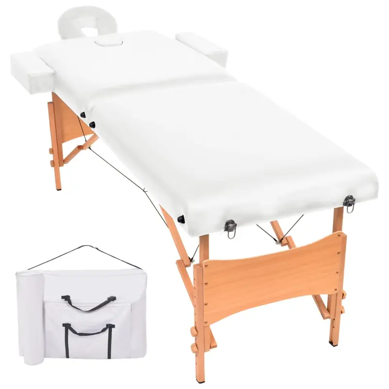 Massageliege 2-Zonen Klappbar 10 cm Sitz Weiß