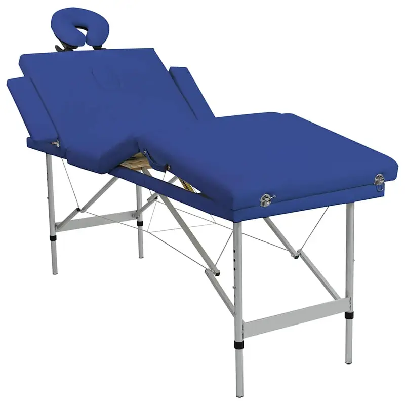 Massagetisch mit Aluminiumrahmen, faltbar 4 Zonen Blau