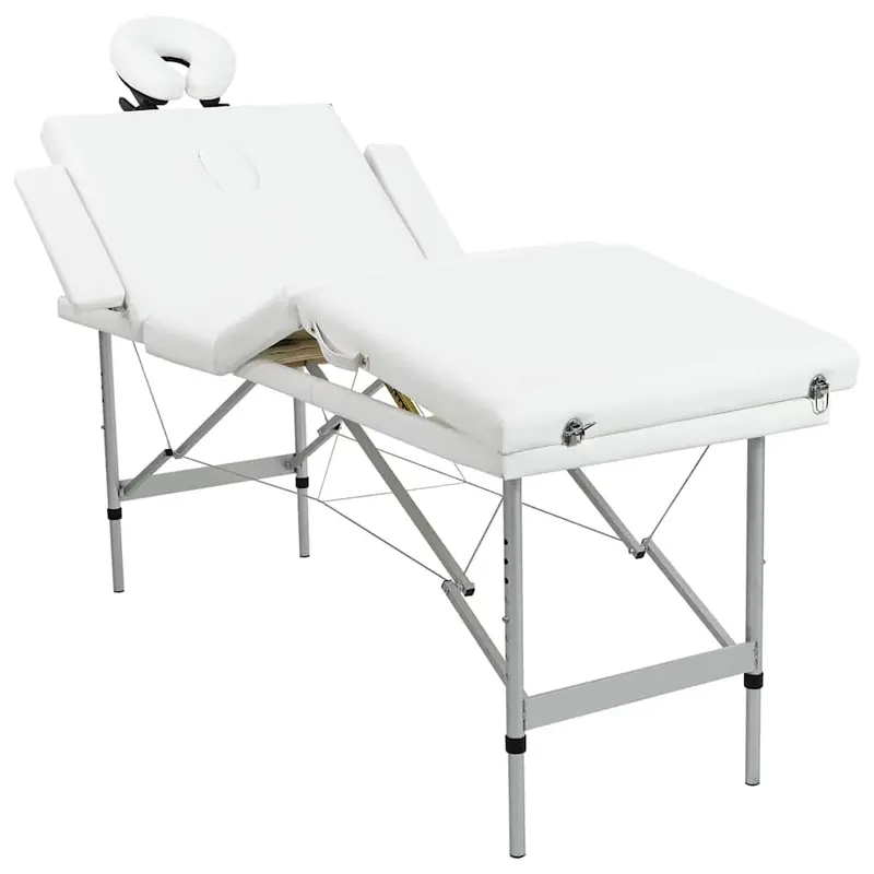 Massagetisch mit Aluminiumrahmen, faltbar 4 Zonen Creme-Weiß