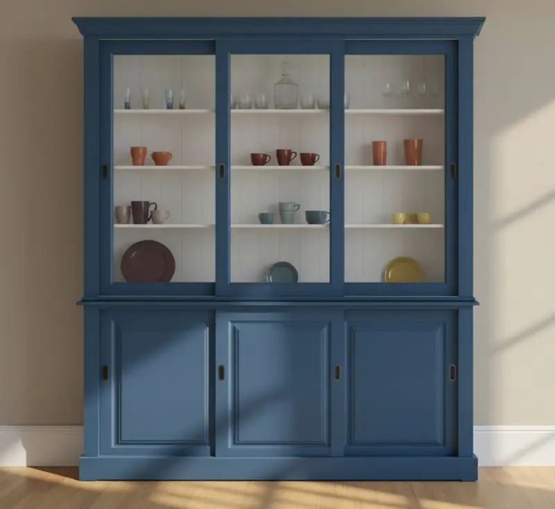 Massiver Buffetschrank - Geschirrschrank | Vitrine | 2-teilig | 6 Schiebetüren