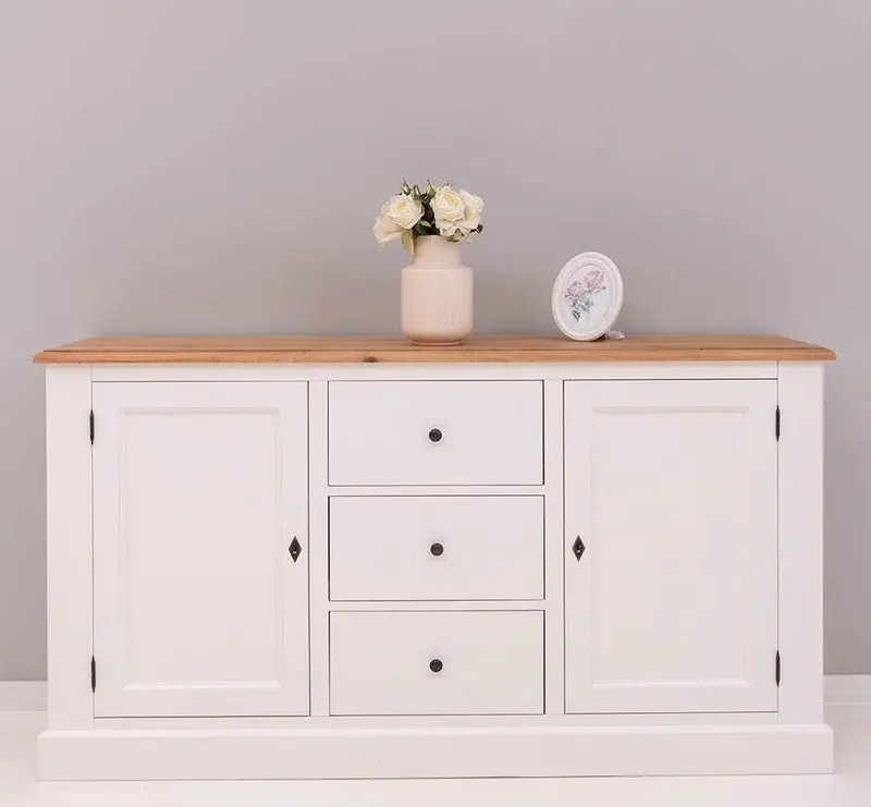 Massivholz Sideboard im Landhausstil mit drei Schubladen und zwei Türen
