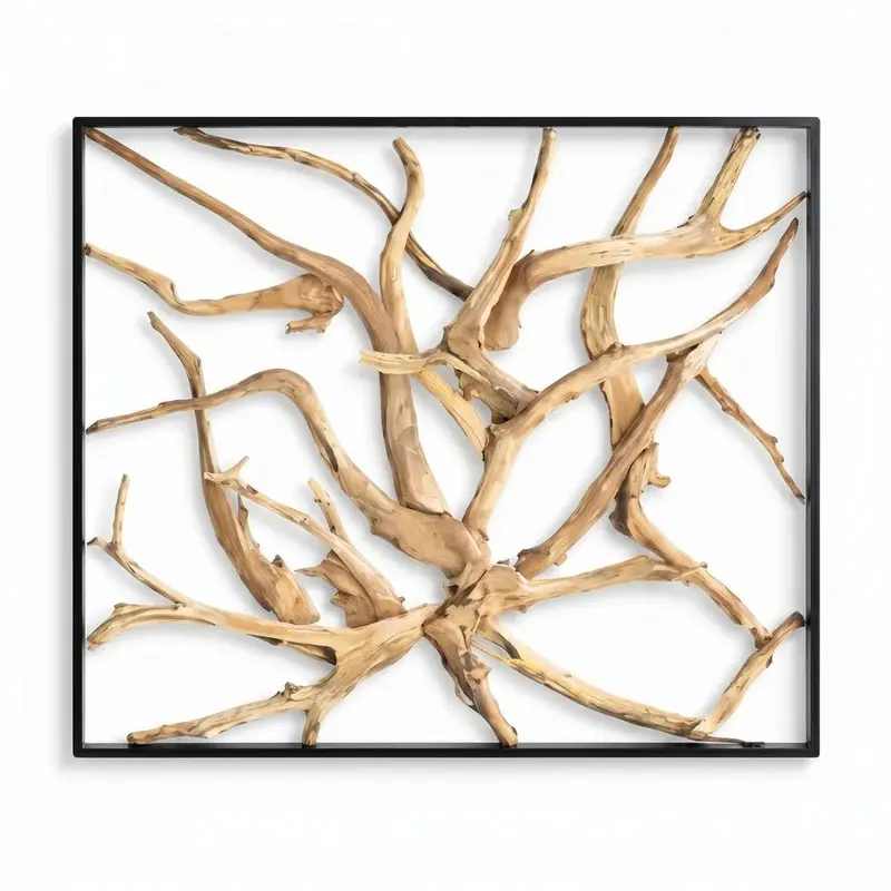 MAZE Wandbild Teakholz 140cm x 140cm