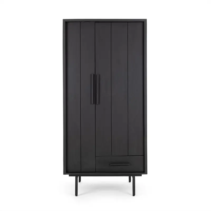 Mehrzweckschrank Jayden aus Mangoholz 180cm - Schwarz