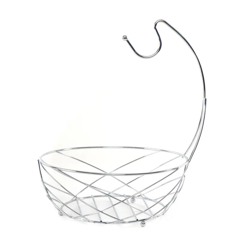 METALL OBSTKORB "FRESH" | Ø 25 cm, mit Bananenhaken | Früchtekorb