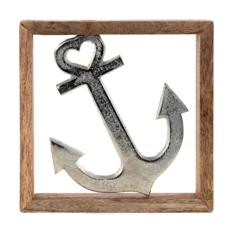 METALL WANDBILD | 20 cm, Metall, Mangoholz | Wanddeko | Muster