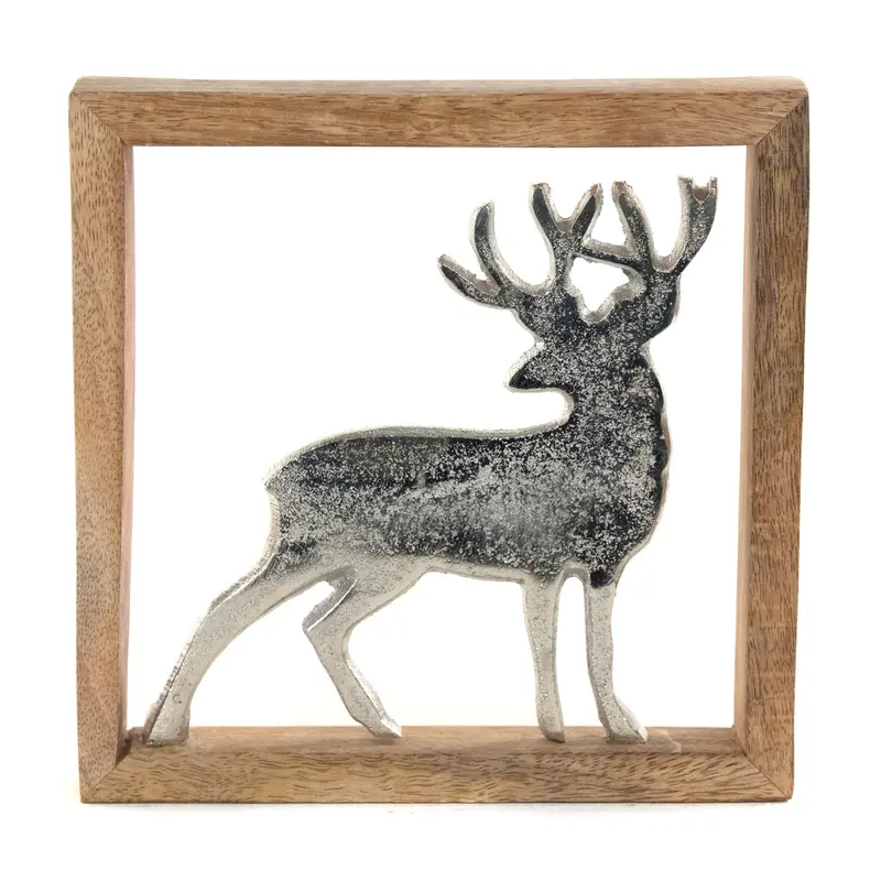 METALL WANDBILD | 20 cm, Metall, Mangoholz | Wanddeko | Muster