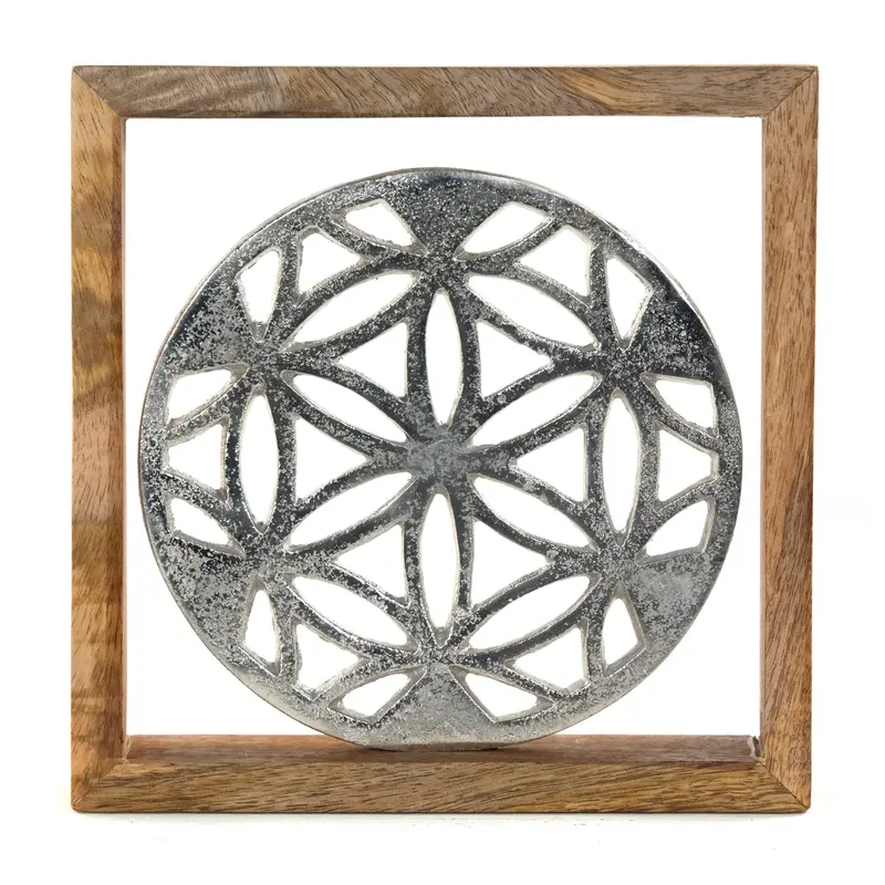 METALL WANDBILD | 20 cm, Metall, Mangoholz | Wanddeko | Muster