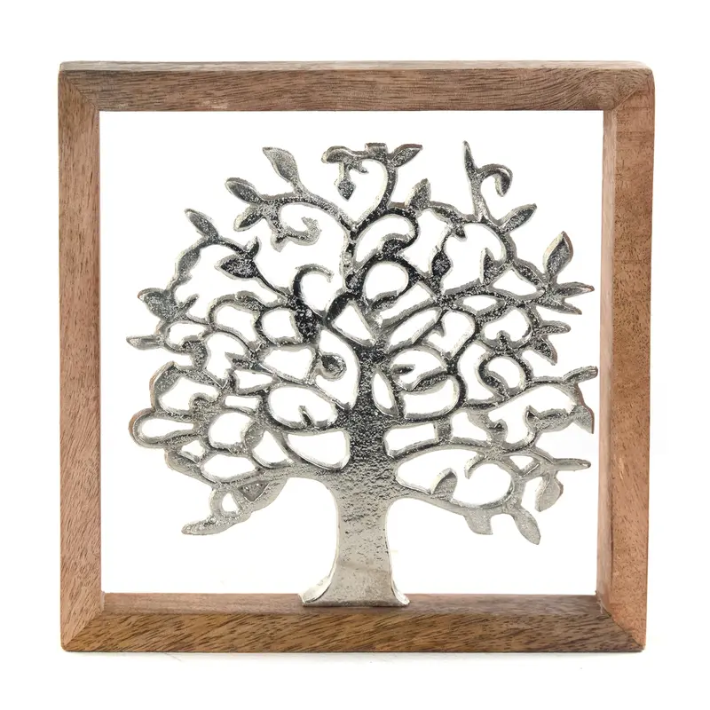 METALL WANDBILD | 20 cm, Metall, Mangoholz | Wanddeko | Muster