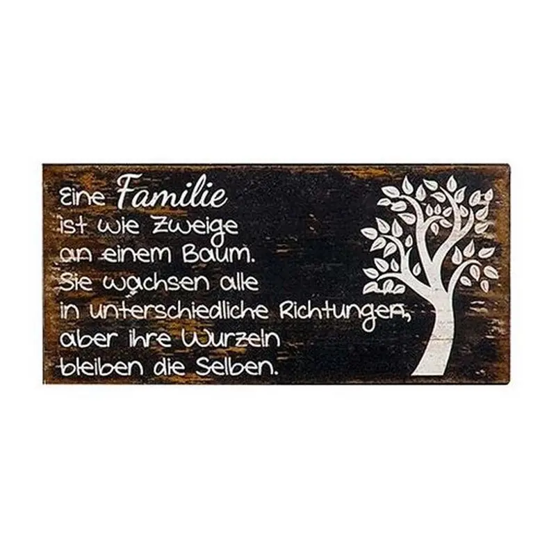 Metallschild 21x10cm "Eine Familie ist wie Zweige an einem Baum" braun