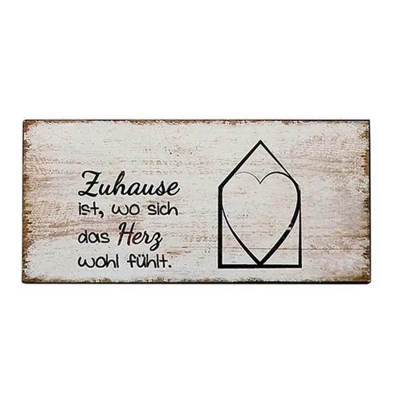 Metallschild 21x10cm "Zuhause ist, wo sich das Herz wohlfühlt"