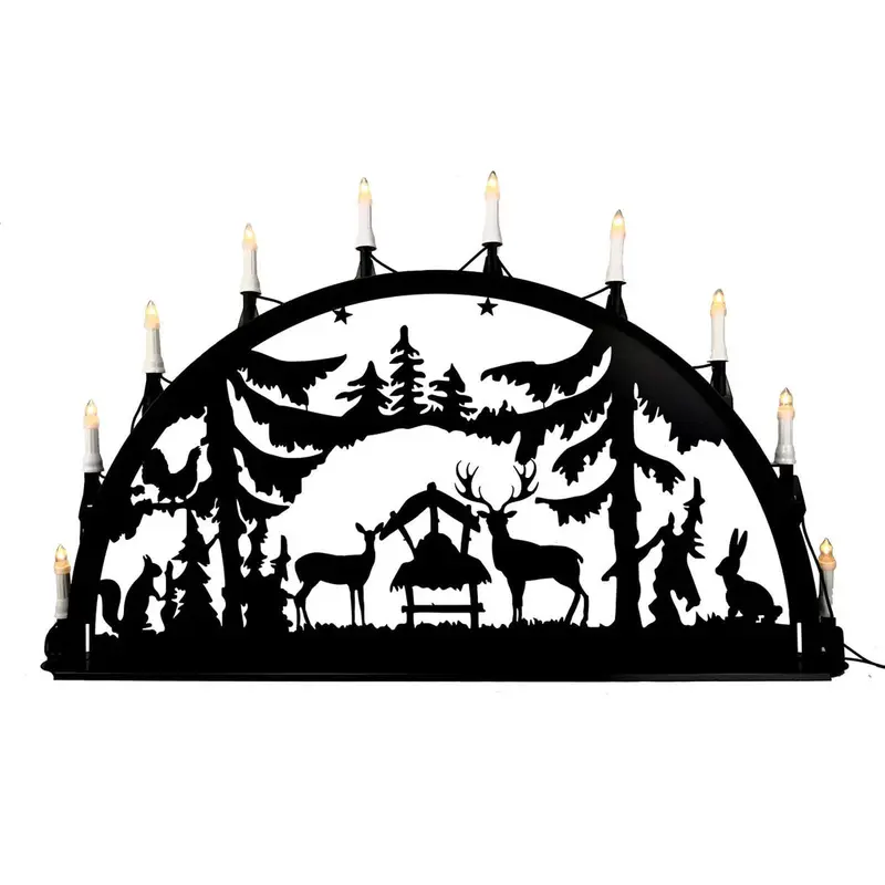 Metallschwibbogen für Außen "Wald", schwarz, 100 cm
