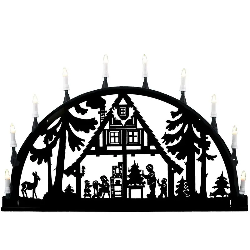 Metallschwibbogen für Außen "Waldhaus", schwarz, 100 cm