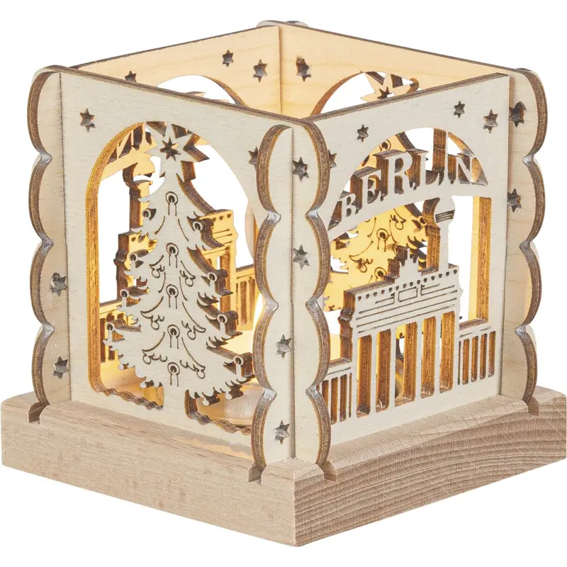 Mini - Kerzenhalter "Berlin" für 1 Teelicht, natur, 7 cm