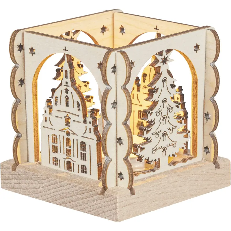 Mini - Kerzenhalter "Dresden" für 1 Teelicht, natur, 7 cm