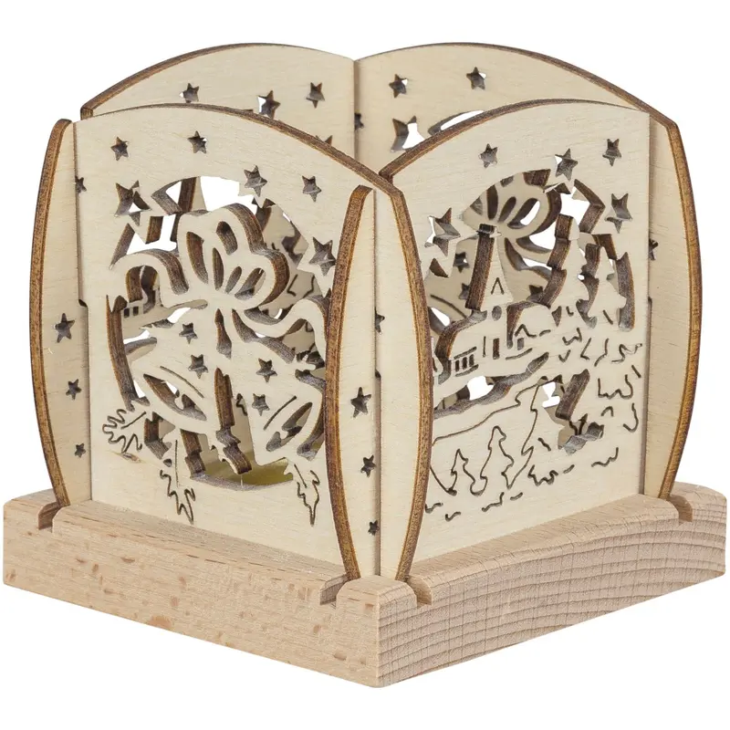 Mini - Kerzenhalter "Glocken" für 1 Teelicht, natur, 7 cm