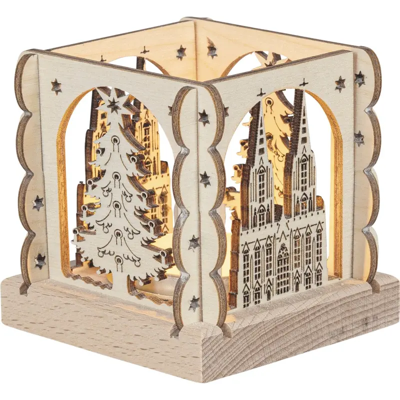 Mini - Kerzenhalter "Köln" für 1 Teelicht, natur, 7 cm