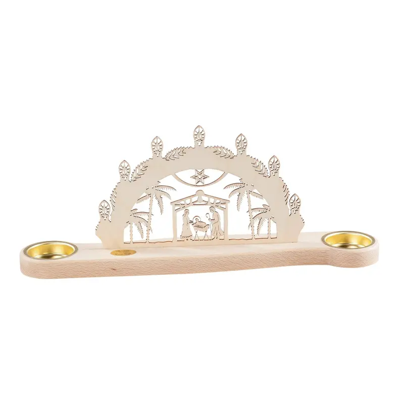 Mini - Kerzenhalter "Schwibbogen Christi Geburt" für 2 Teelichte, 32 cm