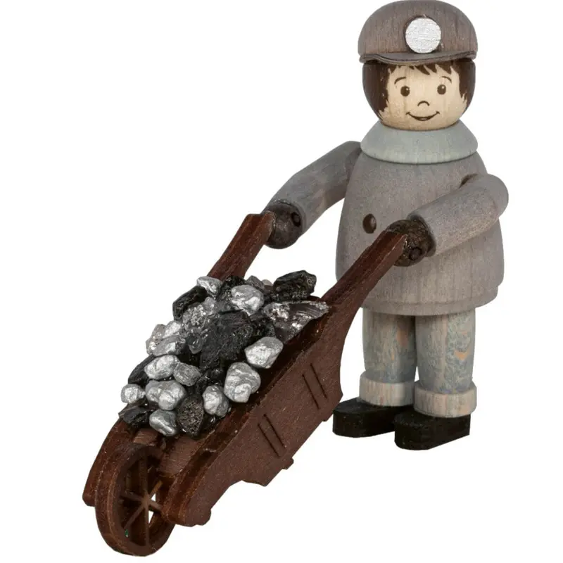Miniatur Bergmann mit Schubkarre, 5 cm