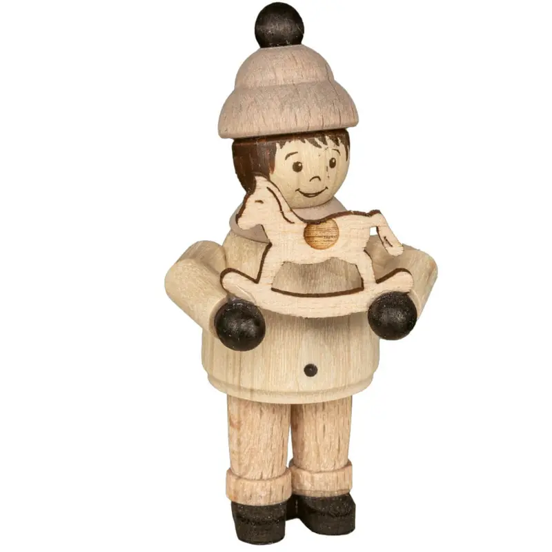 Miniatur Junge mit Schaukelpferd, 5cm