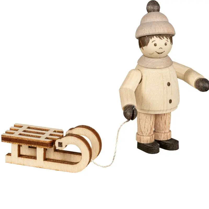 Miniatur Junge mit Schlitten, 5 cm