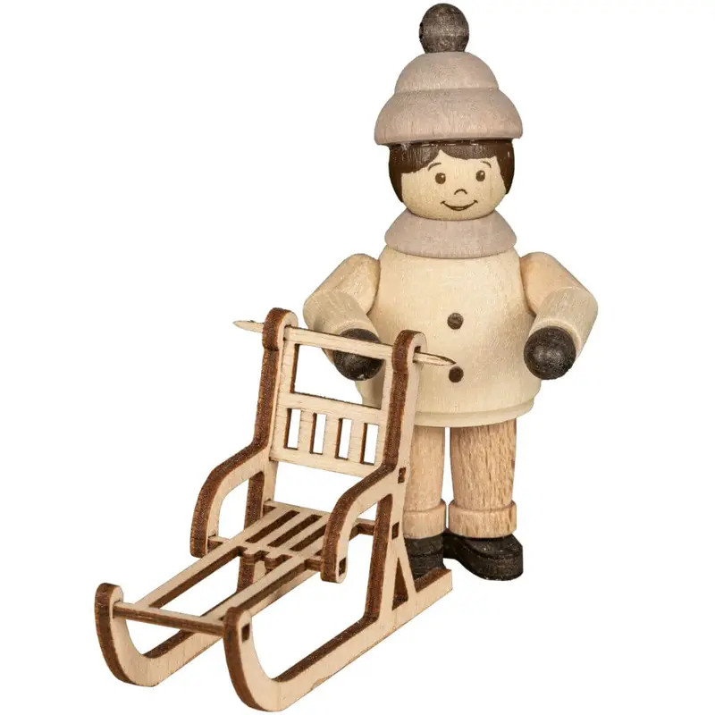 Miniatur Mädchen mit Schlitten, 5cm