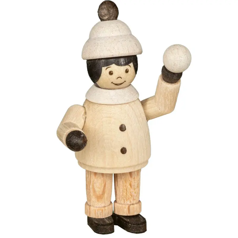 Miniatur Mädchen mit Schneeball, 5cm